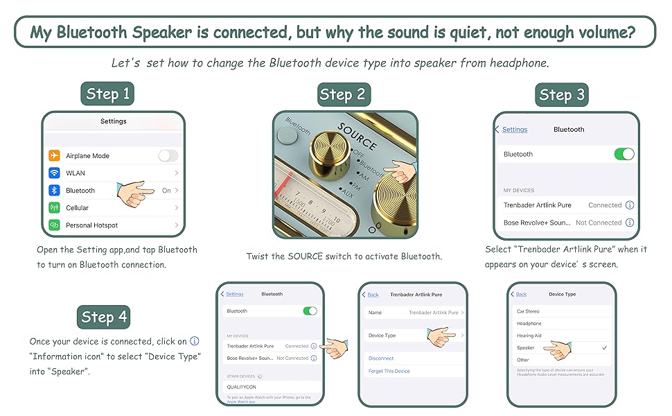 Retro Bluetooth Speaker Wireless Speaker Walnut Wooden