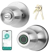 GUSEI Smart Fingerprint Door Knob, 3-in-1 Keyless Entry with Auto Lock &amp; App, Biometric Digital L...