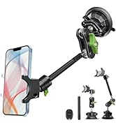 HEMMOTOP Suction Cup Car Phone Mount, 12 in Heavy Duty Metal Cell Phone Holder for Windshield, 36...