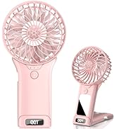 QQT Mini Handheld Fan,4 Speed Adjustable Portable Battery Operated Fans,USB Rechargeable Desk Fan...
