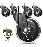 Lifelong Original Office Chair Wheels (As Seen On CNN) Replacement Rubber Chair Casters for Hardw...