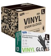 Supmedic Vinyl Disposable Exam Gloves, Black 4 Mil Powder-Free Latex-Free Medical Food-Safe Cooki...