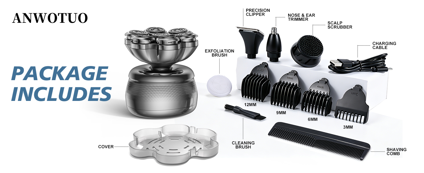 head shaver PACKAGE INCLUDES