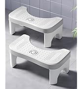 Recximi 2 Pack Toilet Potty Stool Adult, Portable Bathroom Stools for Adults, 7 Inch Step Stool w...