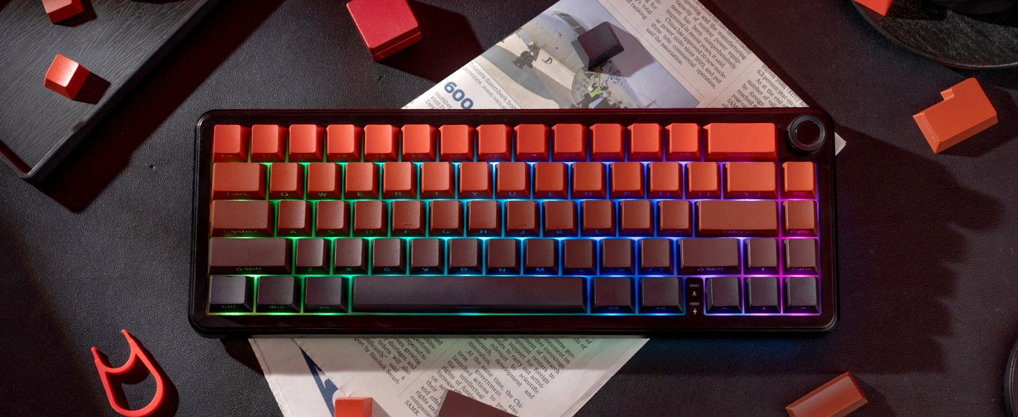 Red/Black Double Shot PBT Keycaps Set, Shine Through Keyboard keycaps,Side Printed Custom Key caps