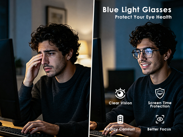 Blue Light Glasses Men/Women, Blue Light Blocking Glasses, Computer Screen Blocker Eyes Protection