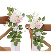 DreamBuilt Set of 10 Wedding Aisle Decorations for Ceremony, Pink Pew Flowers for Church Chair De...