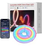 SwitchBot RGBIC Neon Rope Light, 5M Matter-Certified Neon Strip Lights Works with Apple Home, Ale...
