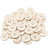 Lilaly 50 PCS 4 Holes Buttons, Wooden Buttons, for Sewing Children Sweater DIY Crafts Scrapbooking
