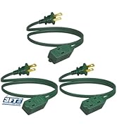 DEWENWILS 3-Pack 3 Ft Extension Cord, 16 AWG with Multiple Outlets, 2 Prong for Home Office Garag...