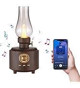 RIIGOOG Vintage Table Lamp Retro Bluetooth Speaker Rechargeable Portable Night Light Flameless LE...