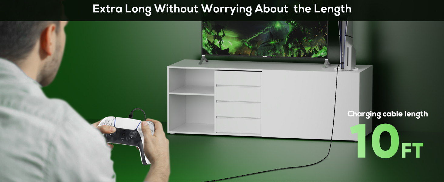 3m/10ft long charging cable provides you with convenient use