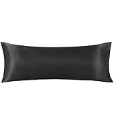 LCBD Satin Body Pillow Case for Hair and Skin, Black Silk Satin Body Pillow Case Cover, 20x54 Bod...