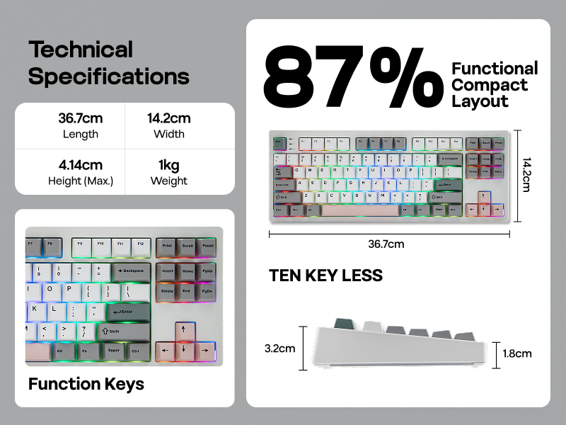EPOMAKER TH87 Wireless Mechanical Keyboard with 10000mAh Battery