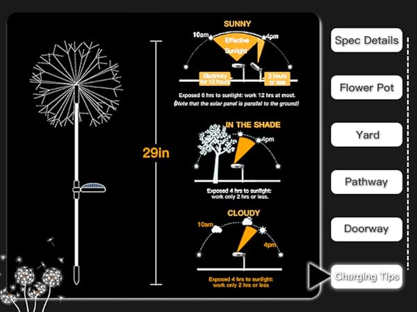 Multicolor Solar Fairy Lights charging tips