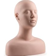 Esthetics Mannequin Head with Shoulders - Soft Makeup Practice Head Silicone PVC Cosmetology Stud...