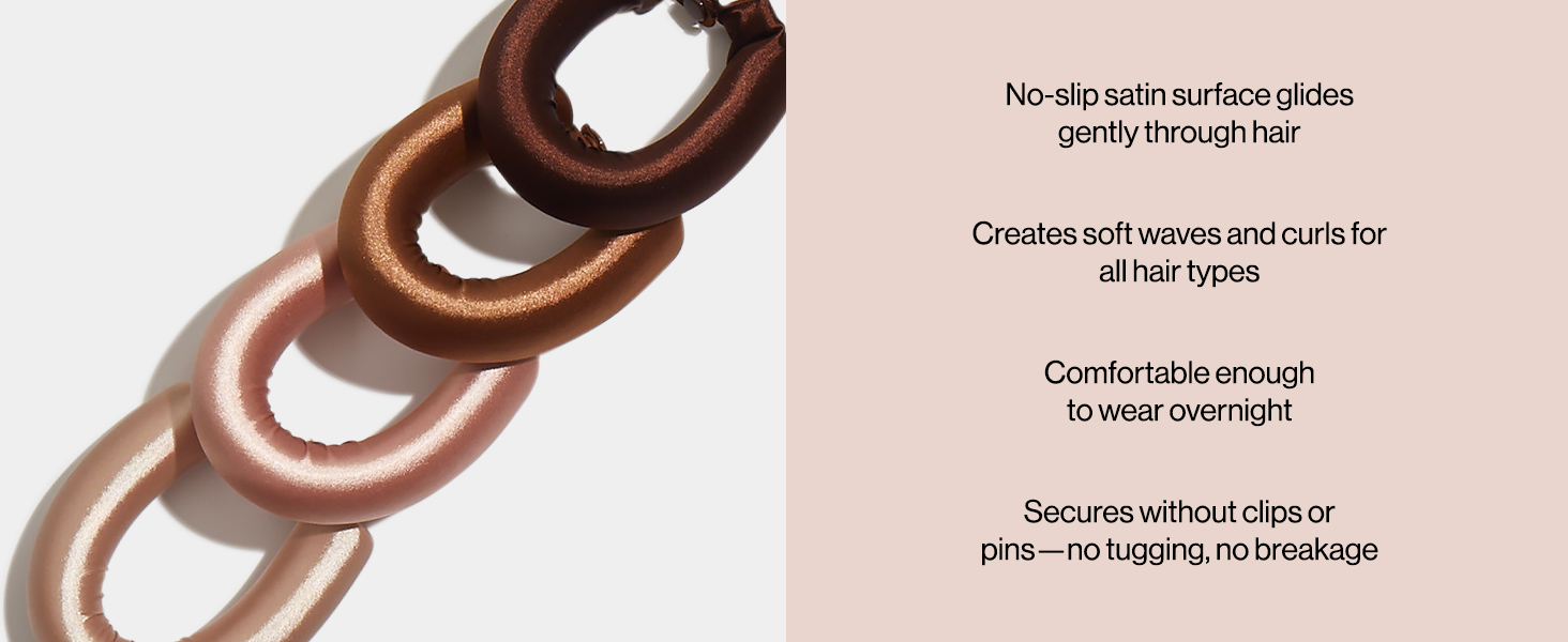 Kitsch Satin Hair Curlers, Heatless Curling Rod - Jumbo Flexi Rod,