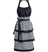 Alex Virtue Lovely Flower Pattern Retro Aprons With Large Pockets for Women Girls Cooking Kitchen...