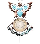 MUMTOP Outdoor Thermometers for Patio-Indoor Outdoor Wall Thermometer - Solar Led Light Angel Out...