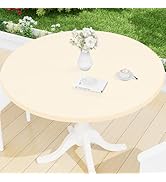 Smiry Round Spandex Tablecloth, Elastic Fitted Washable Tablecloths for 36