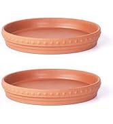 YBX 8-inch Plant Saucer Premium Terracotta Saucer Round Ceramic Plant Trays, Pack of 2 (Nature/Te...