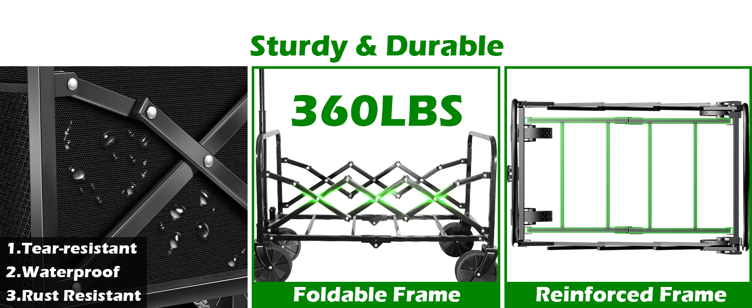 Collapsible Wagons Carts Foldable Wagon, Foldable Wagon Cart with Wheels, Folding Wago