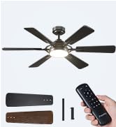 Passky Ceiling Fans with Lights, 64 inch Black Ceiling Fan with Light and Remote Control, Reversi...