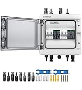 PJERJZN Solar Combiner Box 2-in-2-Out 40A Circuit Breaker with Surge Protector PV Combiner Box Wa...