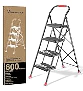 Step Ladder Foldable Folding Stool - for Home Adults Kitchen 4 Stepping Extension Tall Heavy Duty...