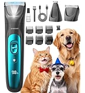 oneisall LED Light Dog Trimmer Clippers, Cordless Dog Grooming Kit 2 in 1, 2000mAh Pet Grooming C...
