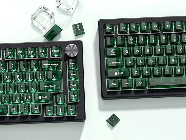 Dark Green Clear keycaps,Transparent keycaps,Crystal Jelly Key Cap Set,Shine Through Key caps