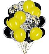 Yellow Black Balloons, Yellow and Black Confetti Latex Balloon for Party Decorations,12 Inch,Pack...