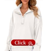 SHEWIN Women's Sweatshirts Casual Loose Button Henley Pullover Top Reverse Seam High Low Split 20...
