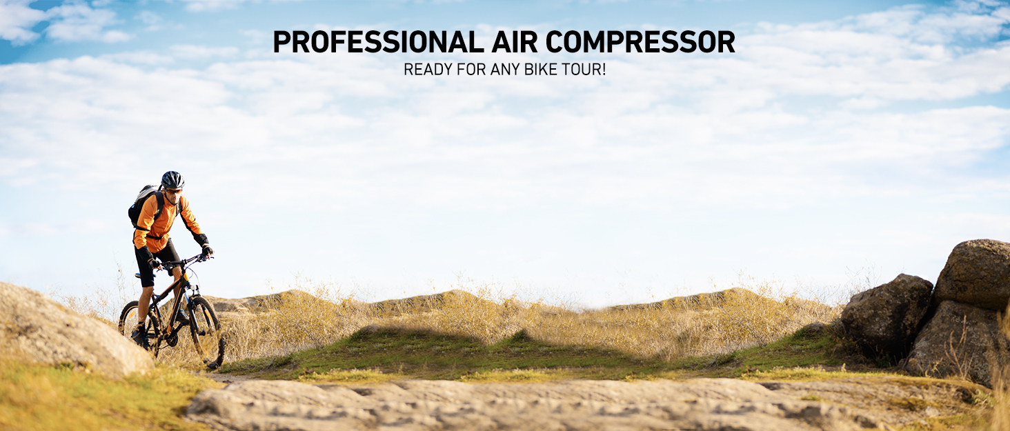 PROFESSIONAL AIR COMPRESSOR READY FOR ANY BIKE TOUR!