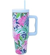 Lilly Pulitzer 40 Oz Insulated Tumbler with Lid, Straw &amp; Handle, Stainless Steel Travel Water Bot...