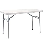National Public Seating 24" x 48" Plastic Folding Table - Adjustable, Heavy-Duty, Portable, Indoo...