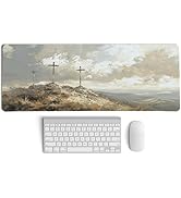 PaJiaNi Christian Cross Easter Mouse Pad, Religious Themed Mouse Pad,He is Risen Jesus Desk Mat,B...