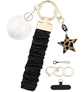 EAQIOIL Wristlet Keychain Stretchy Key Chain for Car Keys with D-ring Scrunchie Keychain Wristlet...