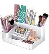 Anrui Nail Drill Machine &amp; Bits Storage Box, Plastic Nail desk organizer of 28 Holes Nail Drill B...