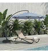Patio Kingdom Offset Cantilever Patio Umbrella with Base Included, Large Round Aluminum Outdoor U...