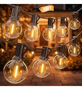 Kivonfa 50FT Outdoor String Lights - Shatterproof G40 LED Bulbs, Waterproof Connectable Patio Str...