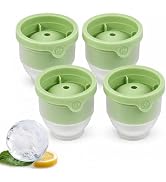 SpaceTime 4 Pack Ice Cube Tray with Lid,2.36" Large Round Ice Ball Mold for Whiskey,Cocktails &amp; D...