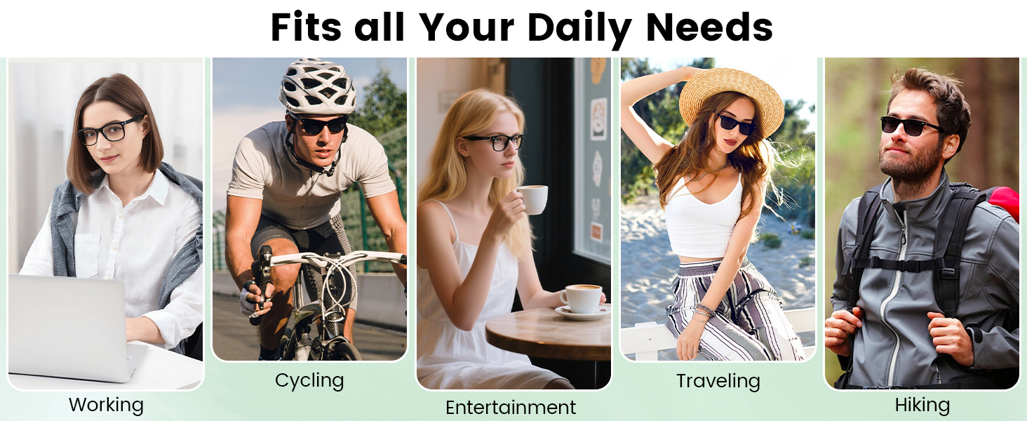 Bluetooth Audio Smart Glasses for Men ,Voice Control, Hands-Free Calls for Android Music/Work