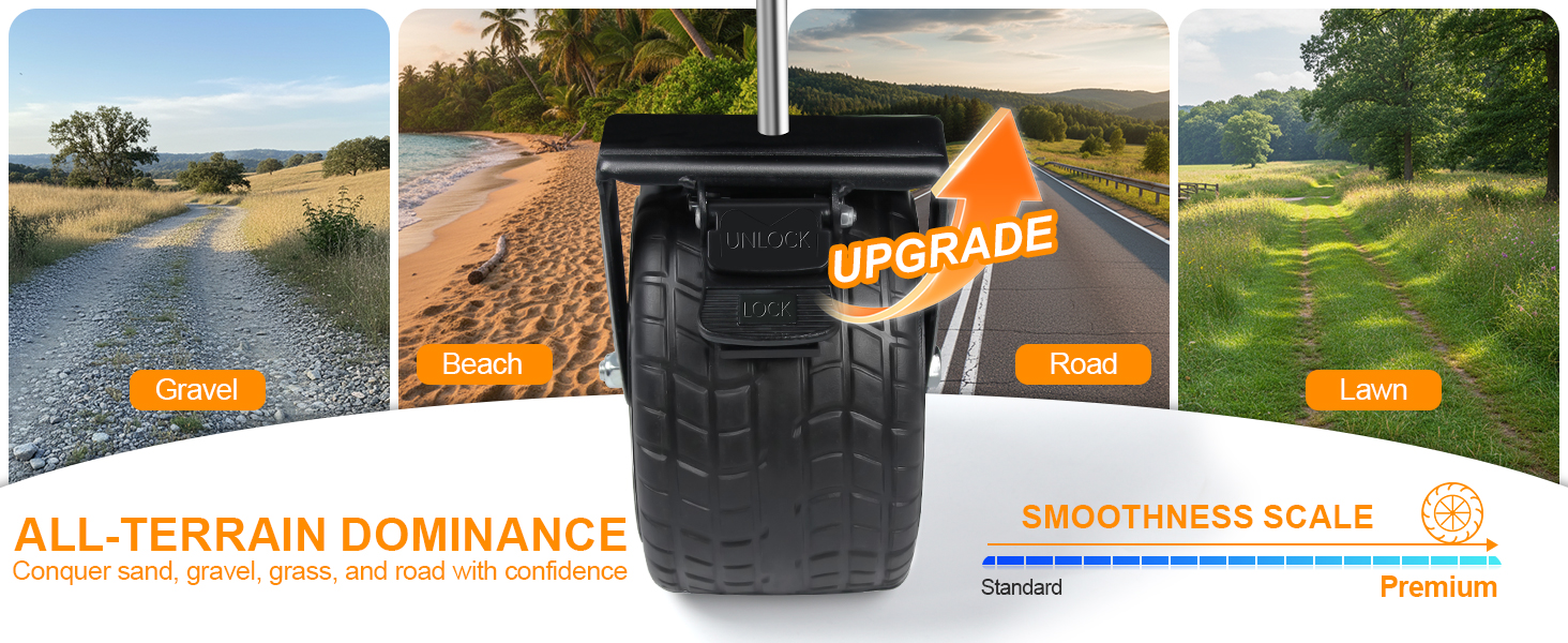 7 inch oversized all-terrain tires for double decker wagon on sand gravel and mud with dual brakes
