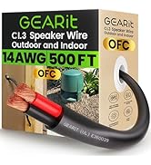 GEARit Outdoor Speaker Wire CL3 Rated, 14 Gauge Speaker Wire, Speaker Cable 500 ft for Outdoor Sp...