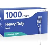 1000 Count Plastic Forks Heavy Duty, Plastic Silverware Clear Forks, Premium Disposable Forks Bul...