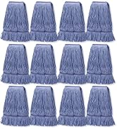 12 Pack Commercial Cotton Mop Head Replacement, Industrial Wet Mop Replacement Heads, Heavy Duty ...