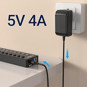 powered usb hub 3.0 with ac adapter