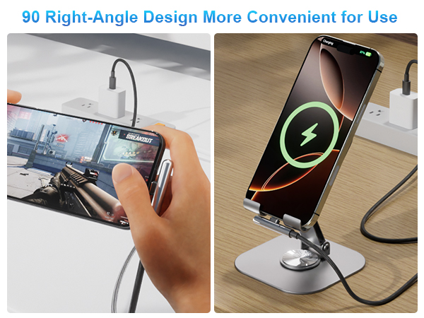 USB C to USB C Cable 15FT 240w Braided Type C Charging Cable Right Angle for iPhone 15 16 Pro Max