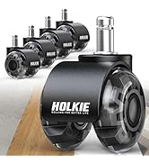 HOLKIE Office Chair Wheels 11x22mm Universal Fit Casters 2 Inch Replacement, Black Dual Rubber Sm...